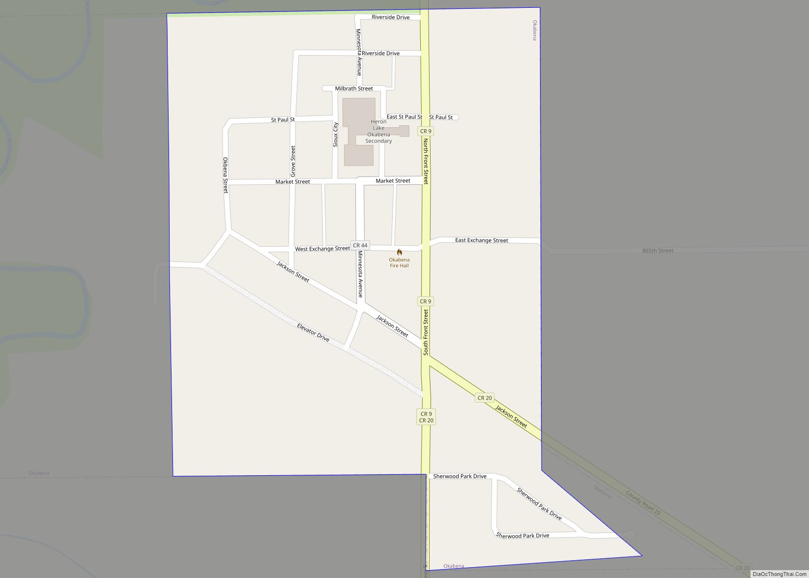 Map of Okabena city