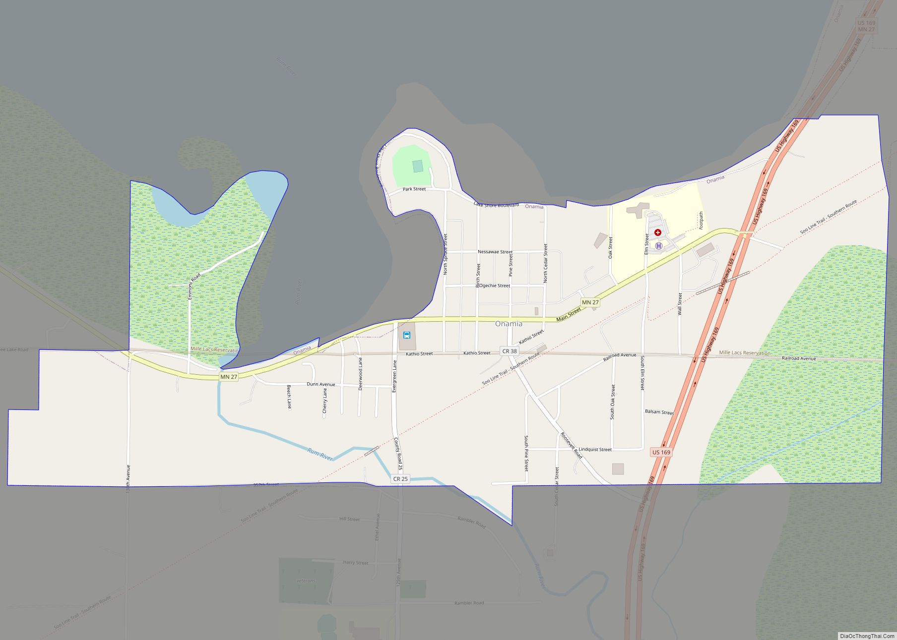 Map of Onamia city