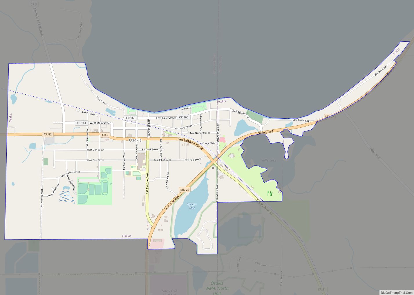 Map of Osakis city