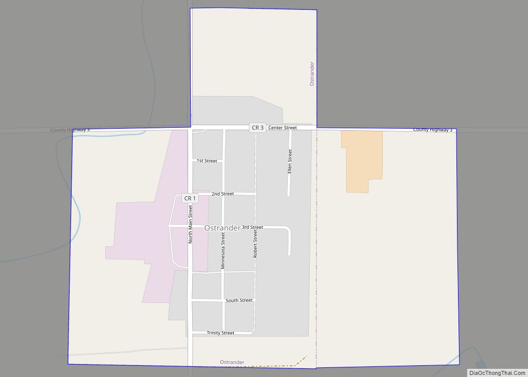 Map of Ostrander city, Minnesota