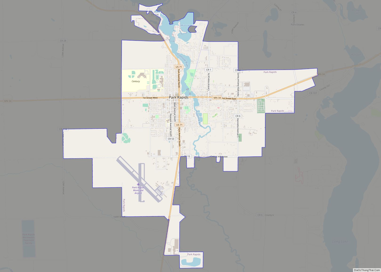 Map of Park Rapids city