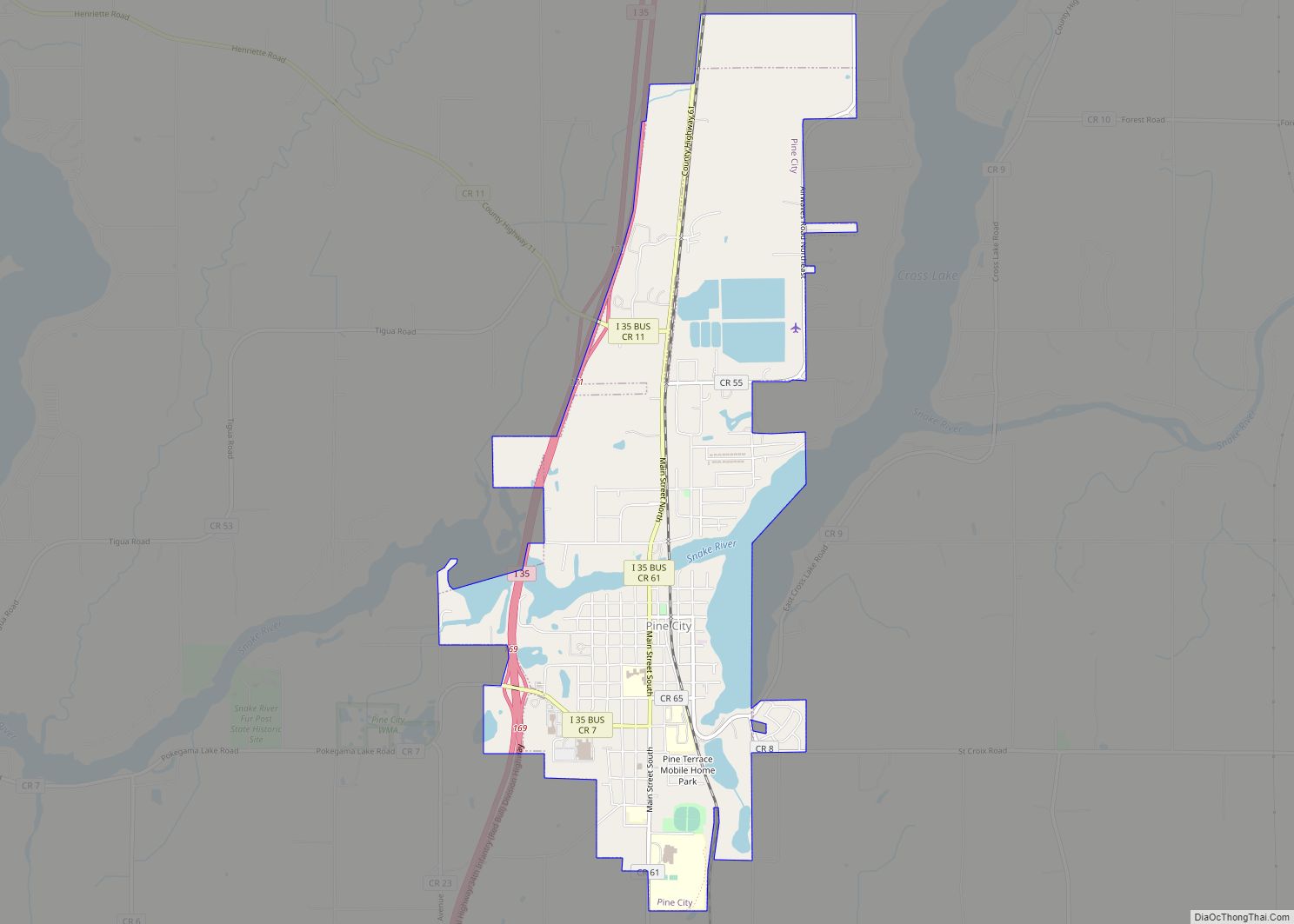 Map of Pine City