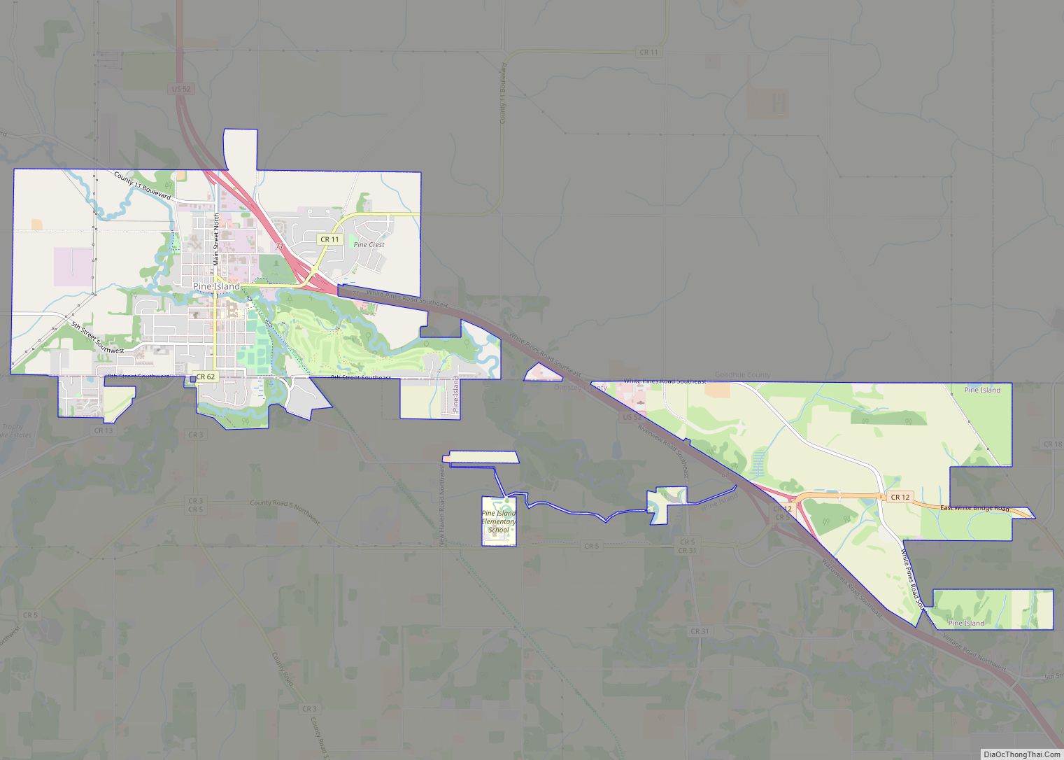 Map of Pine Island city, Minnesota