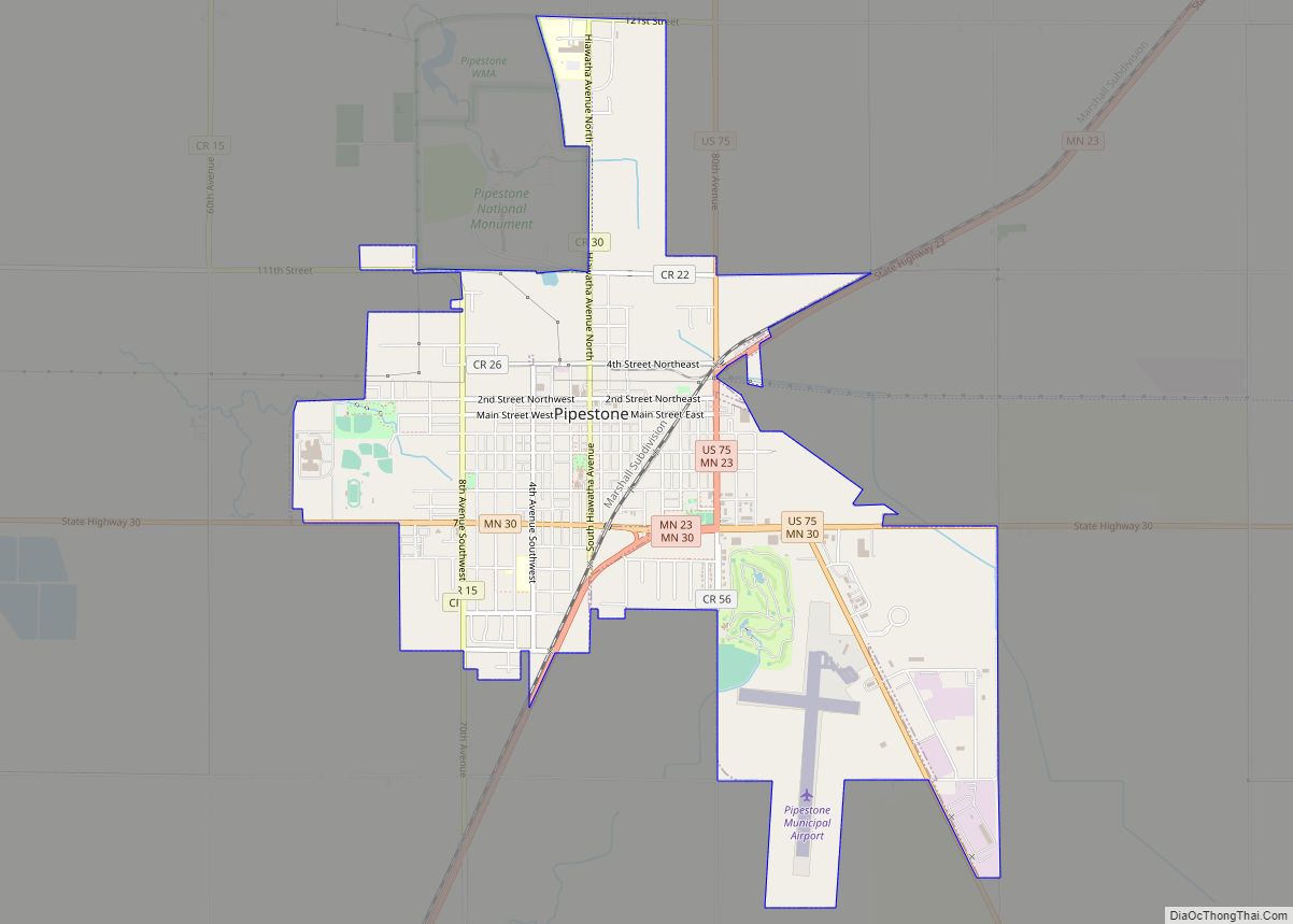 Map of Pipestone city