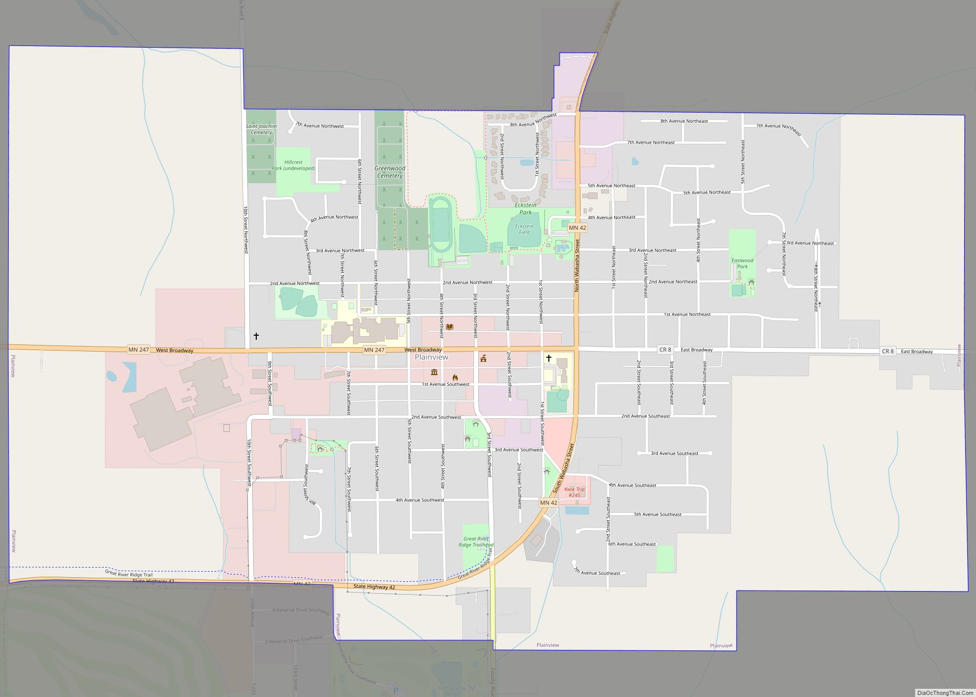 Map of Plainview city, Minnesota