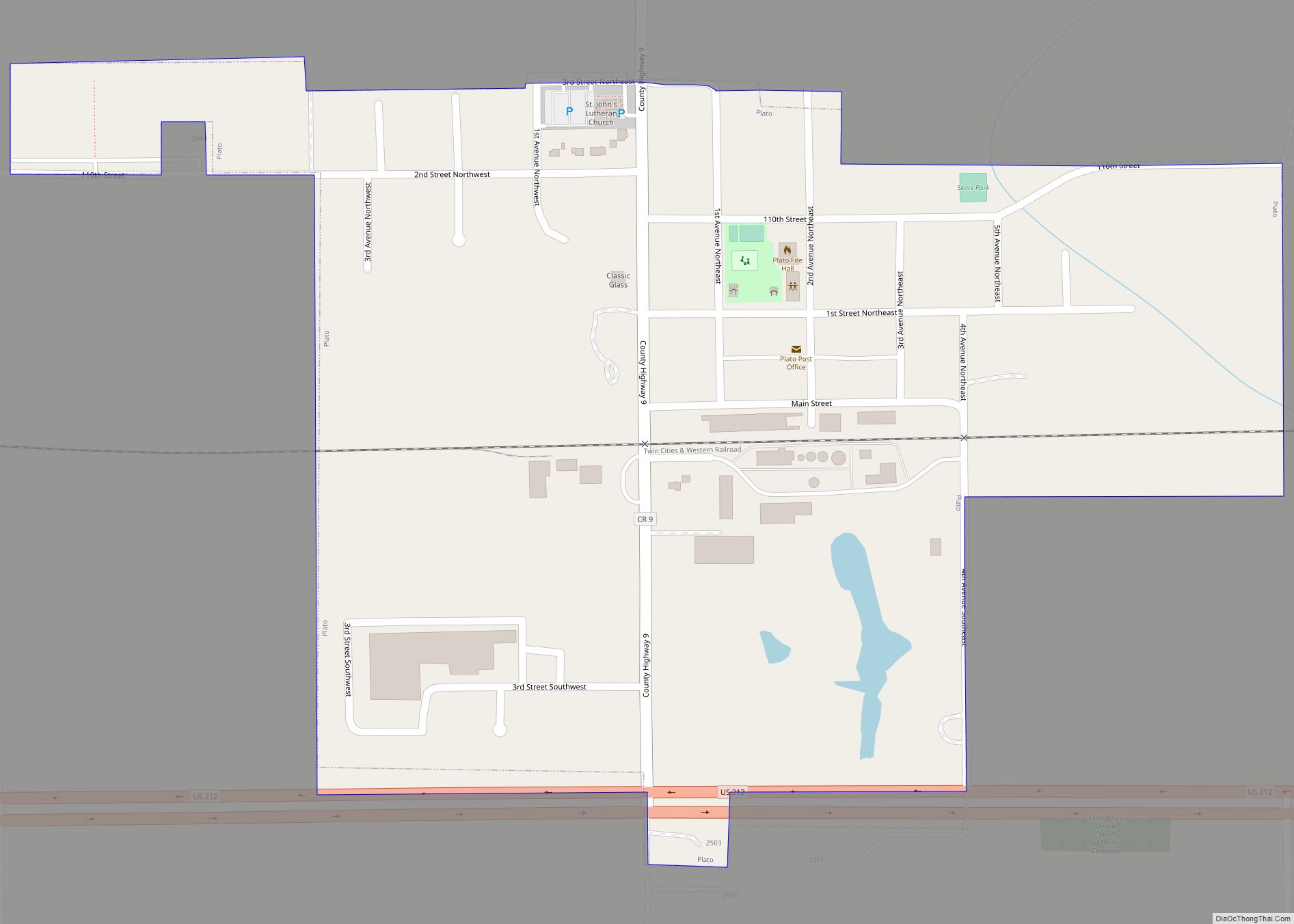 Map of Plato city, Minnesota