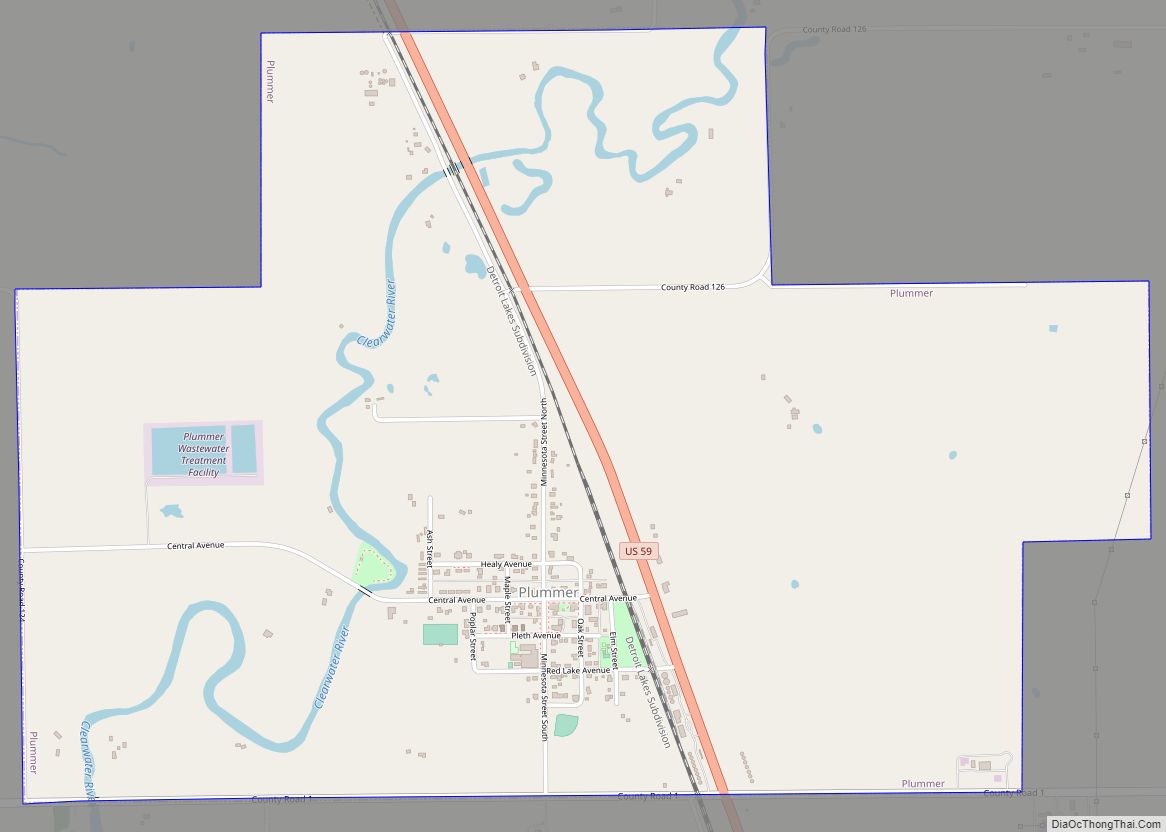 Map of Plummer city, Minnesota