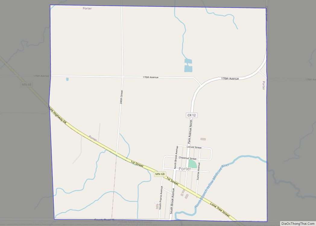 Map of Porter city, Minnesota