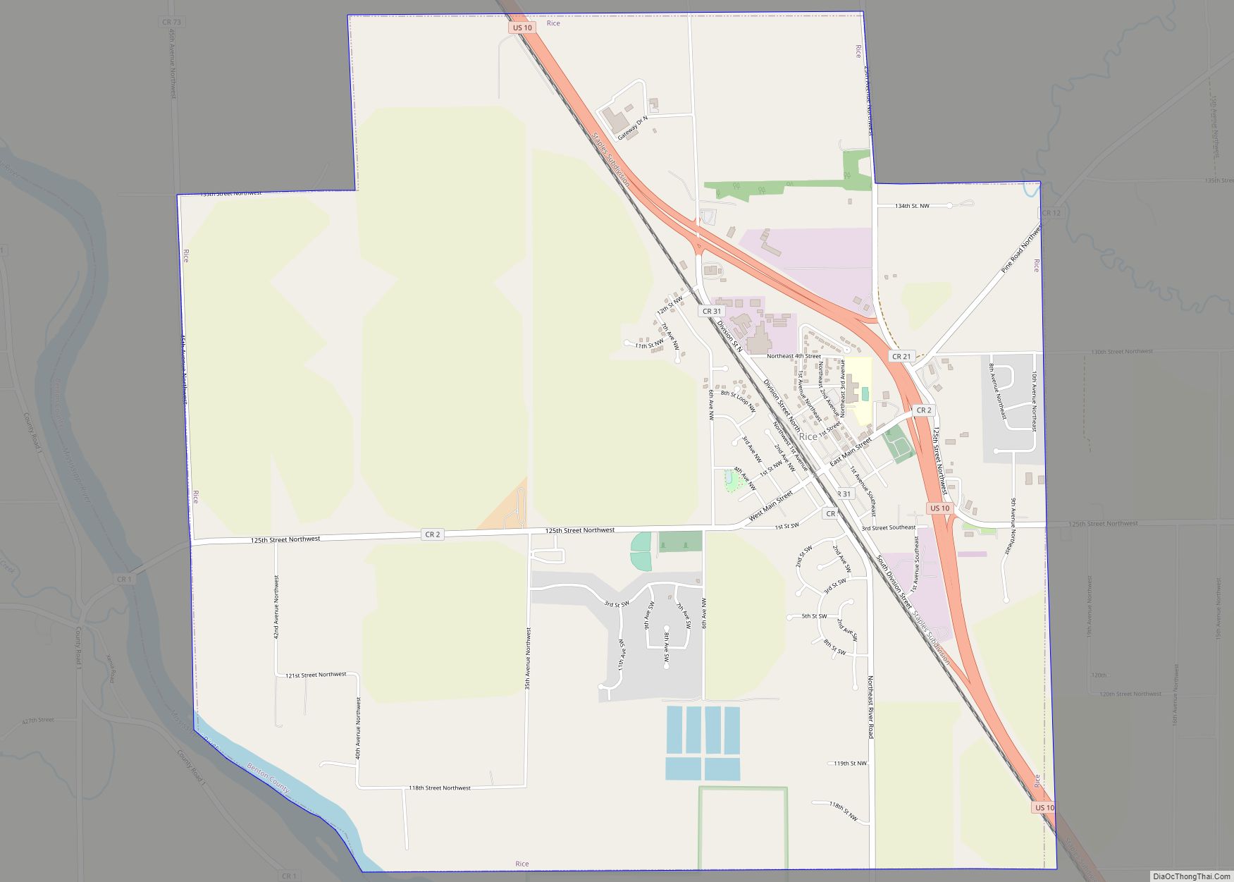 Map of Rice city, Minnesota