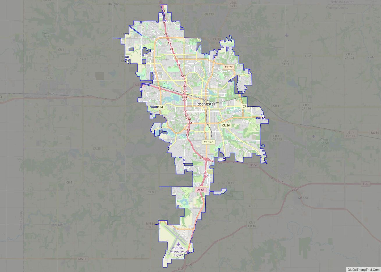 Map of Rochester city, Minnesota