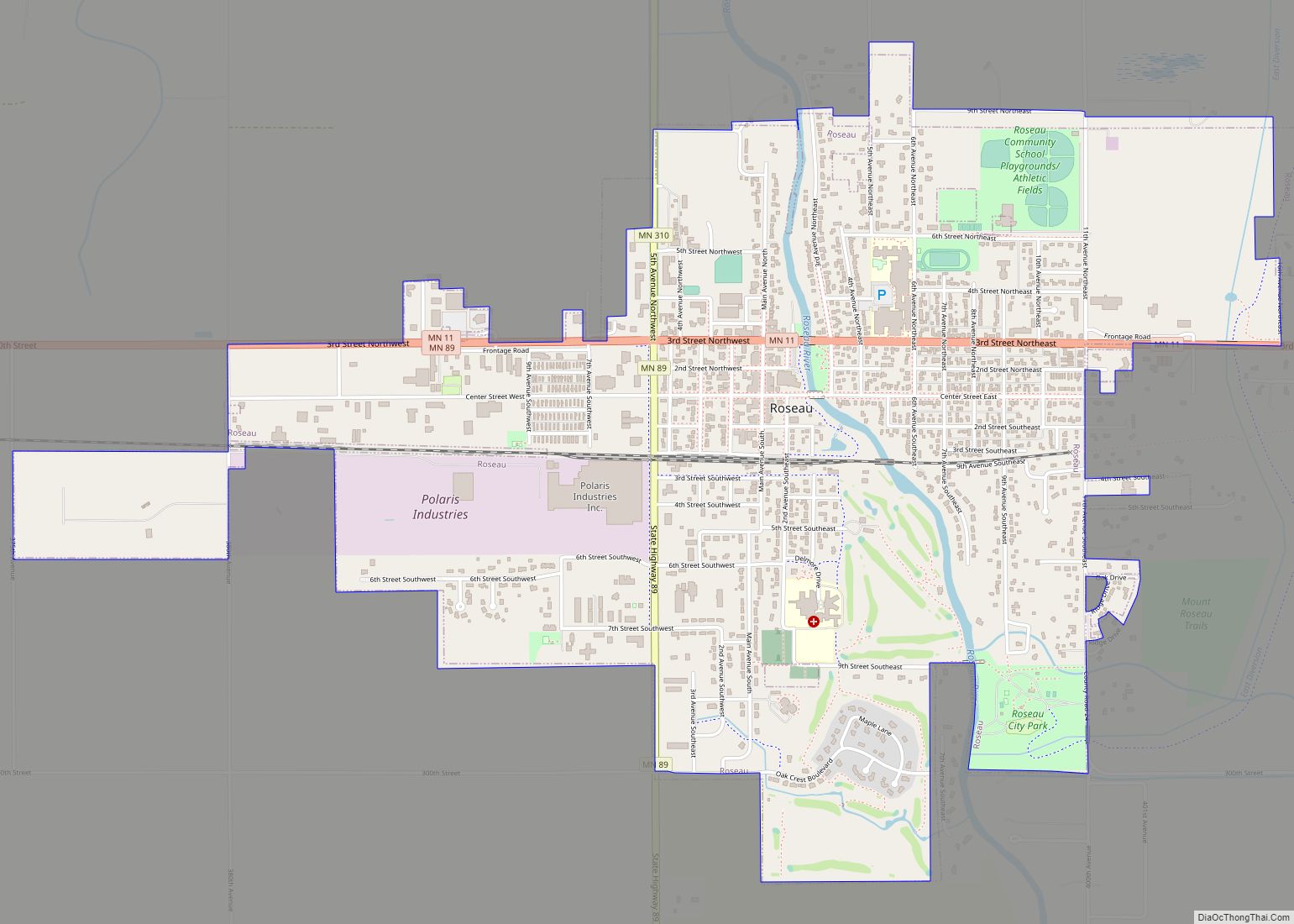 Map of Roseau city