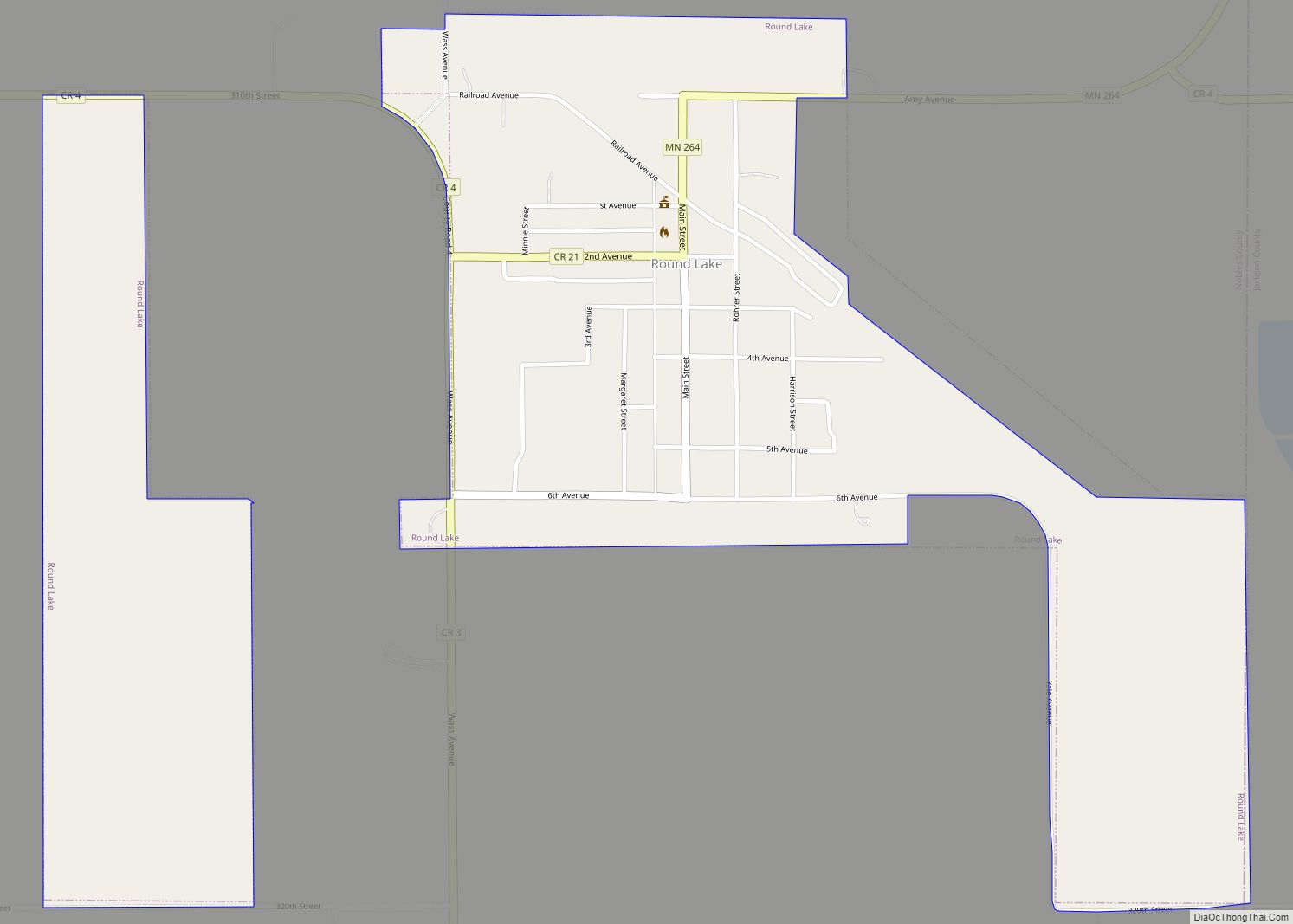 Map of Round Lake city, Minnesota