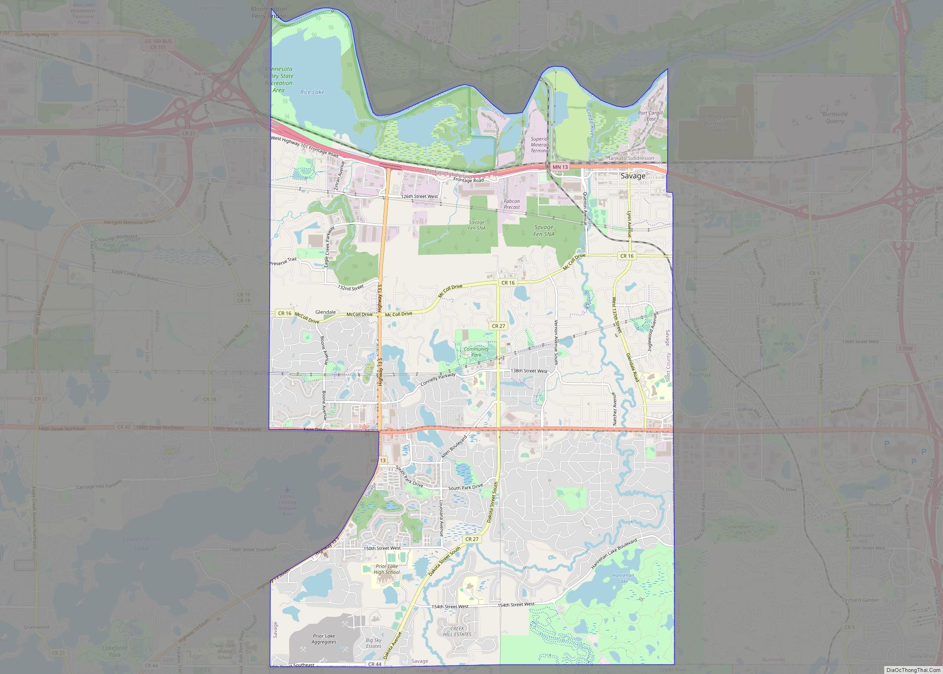 Map of Savage city, Minnesota