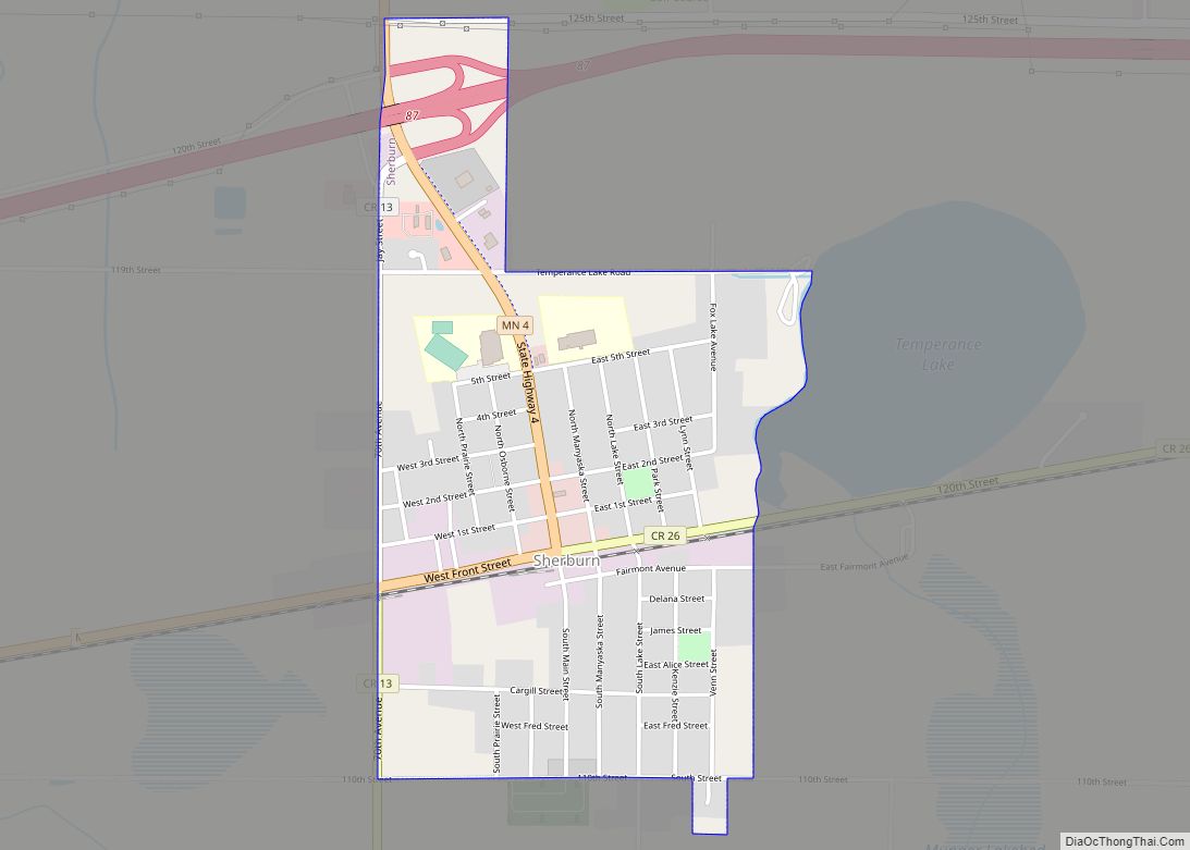 Map of Sherburn city