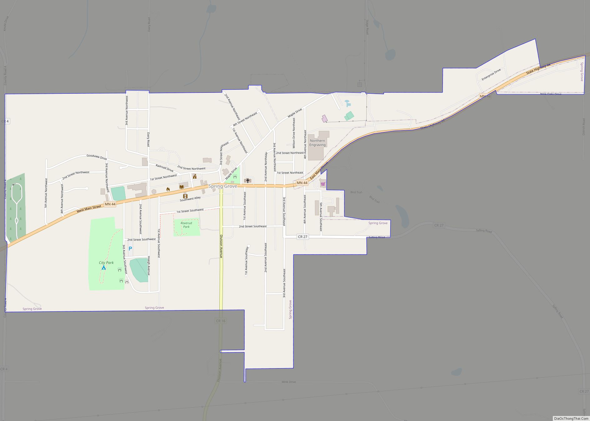 Map of Spring Grove city, Minnesota