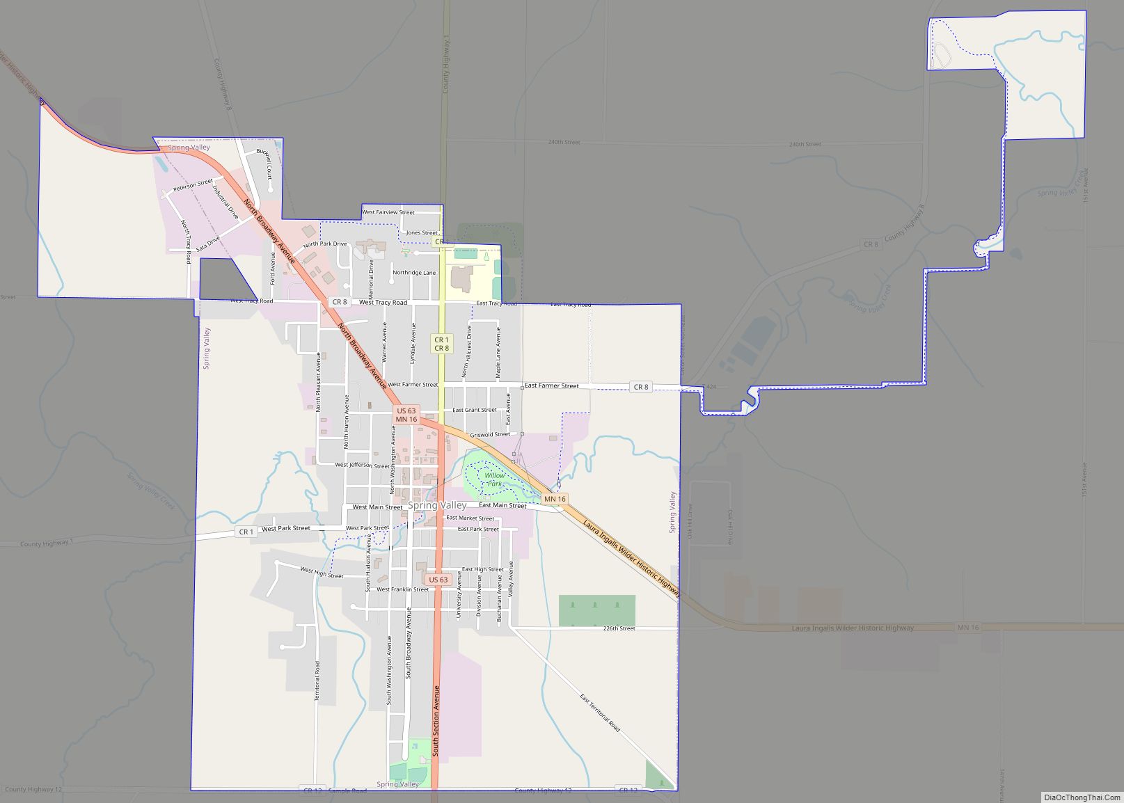 Map of Spring Valley city, Minnesota