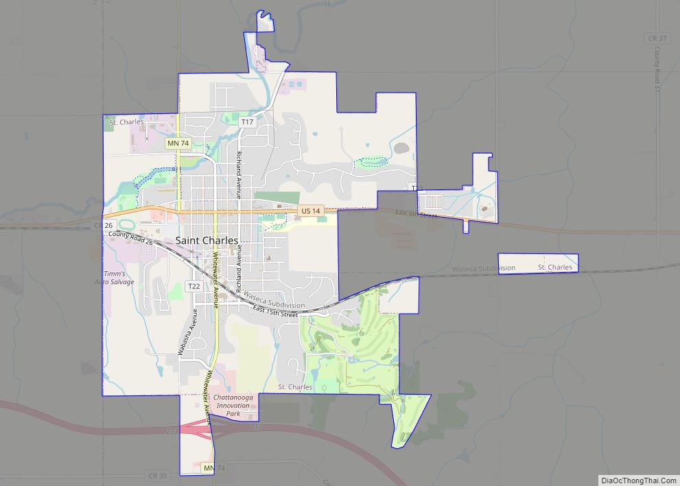 Map of St. Charles city, Minnesota