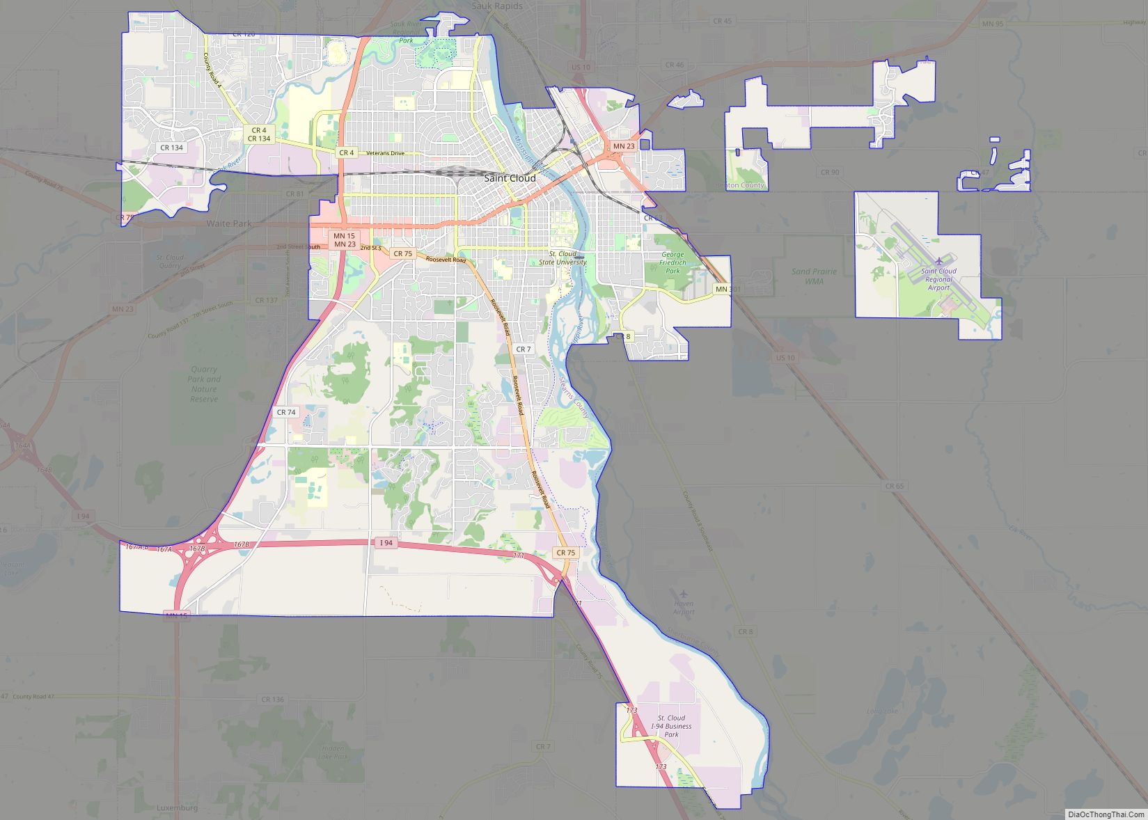 Map of St. Cloud city, Minnesota