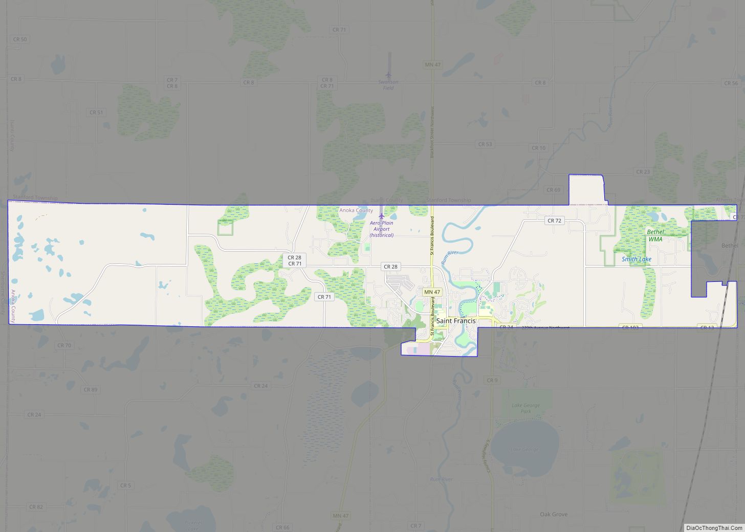 Map of St. Francis city, Minnesota