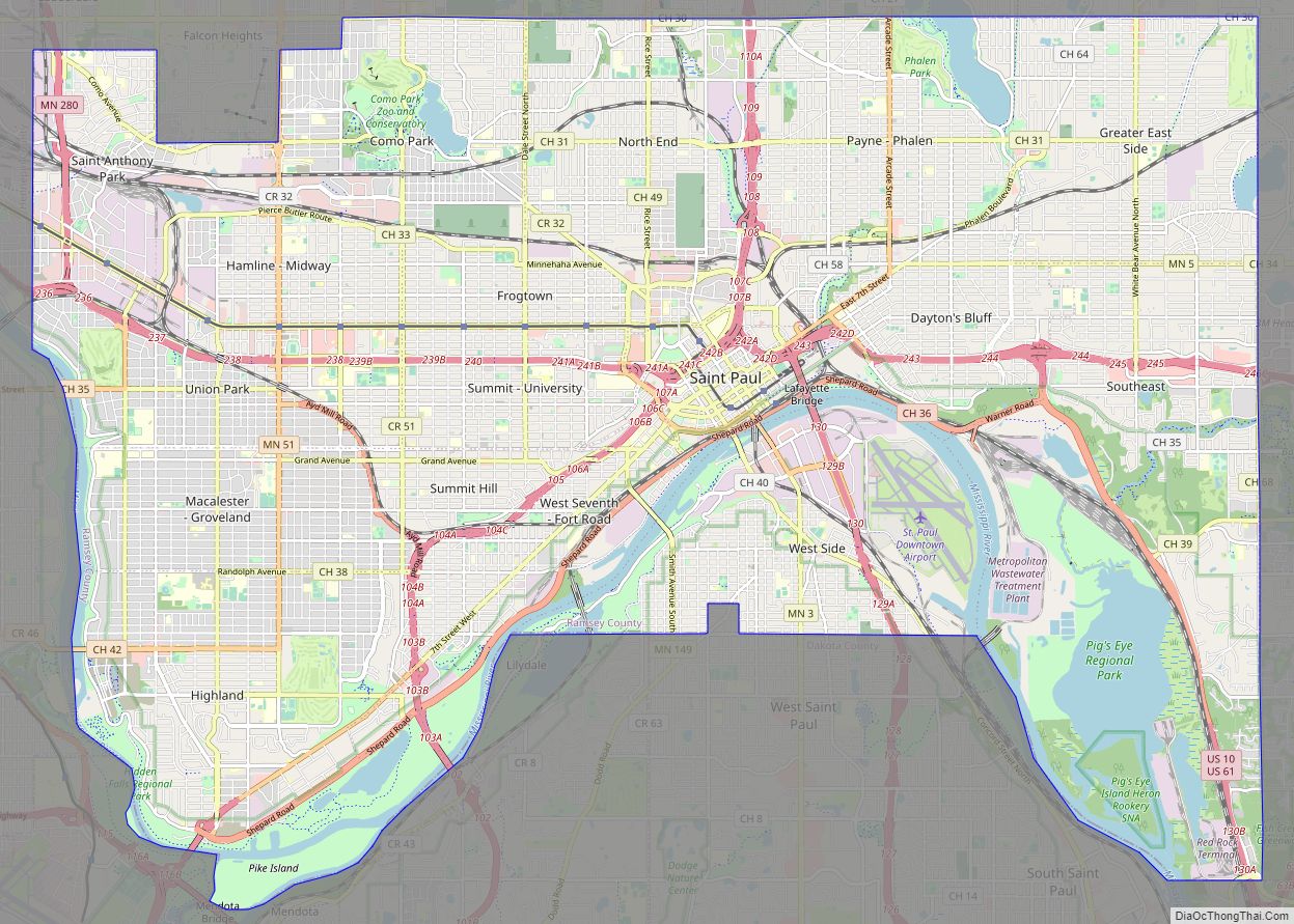 Map of St. Paul city, Minnesota