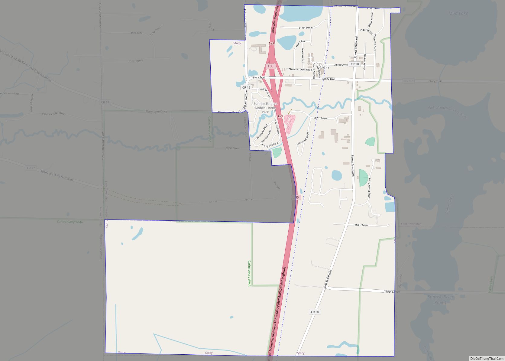 Map of Stacy city