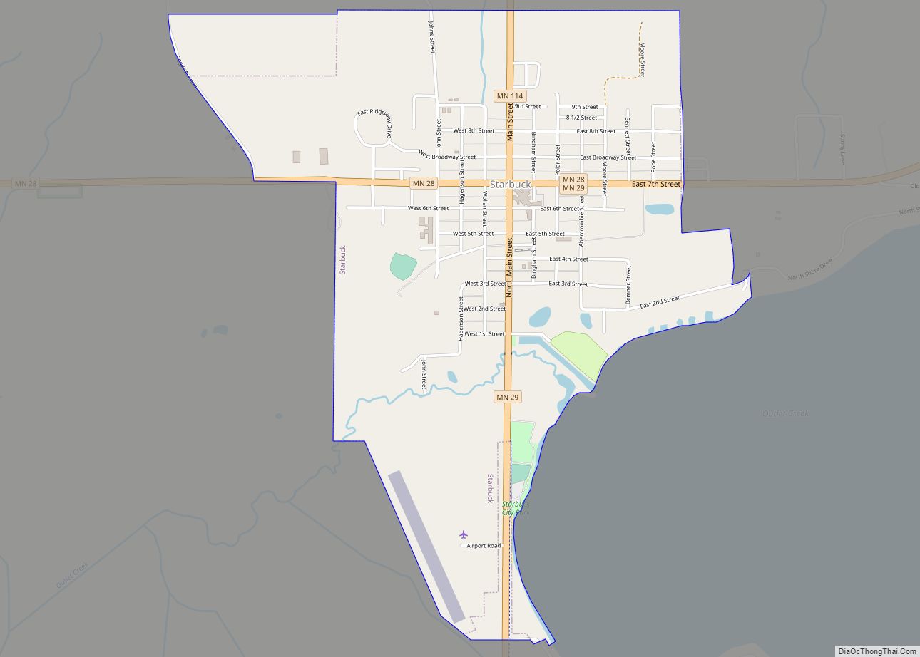 Map of Starbuck city, Minnesota