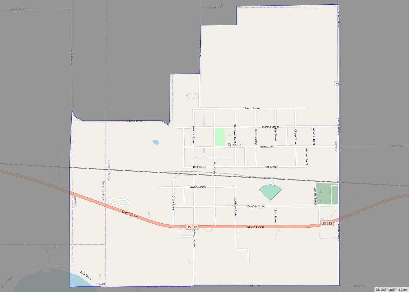 Map of Stewart city, Minnesota