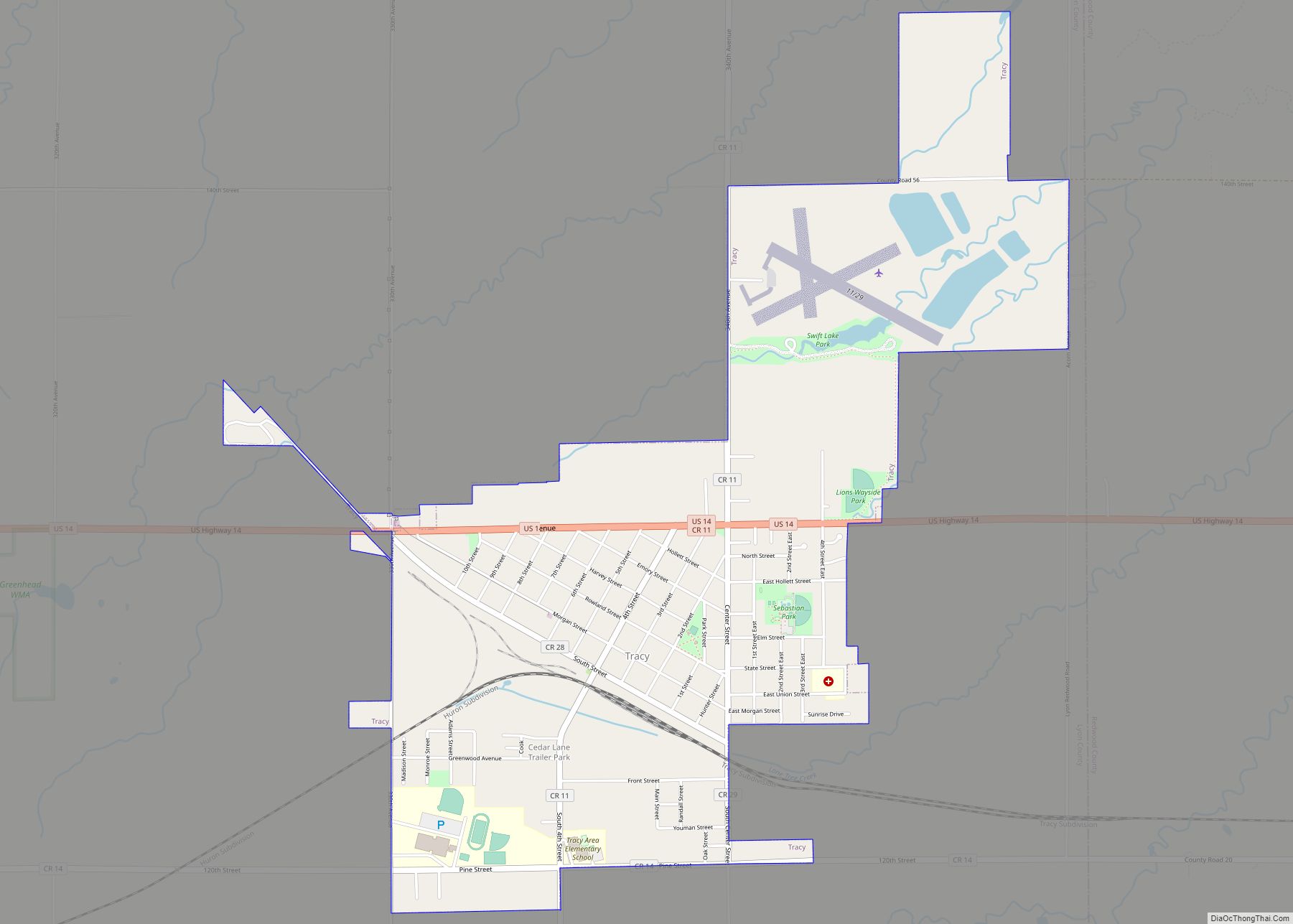 Map of Tracy city, Minnesota - Thong Thai Real