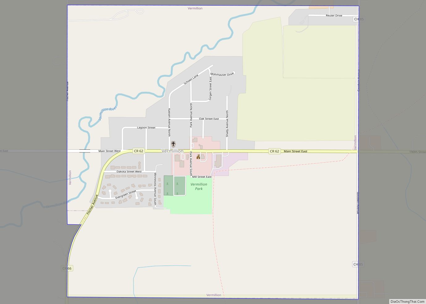 Map of Vermillion city, Minnesota