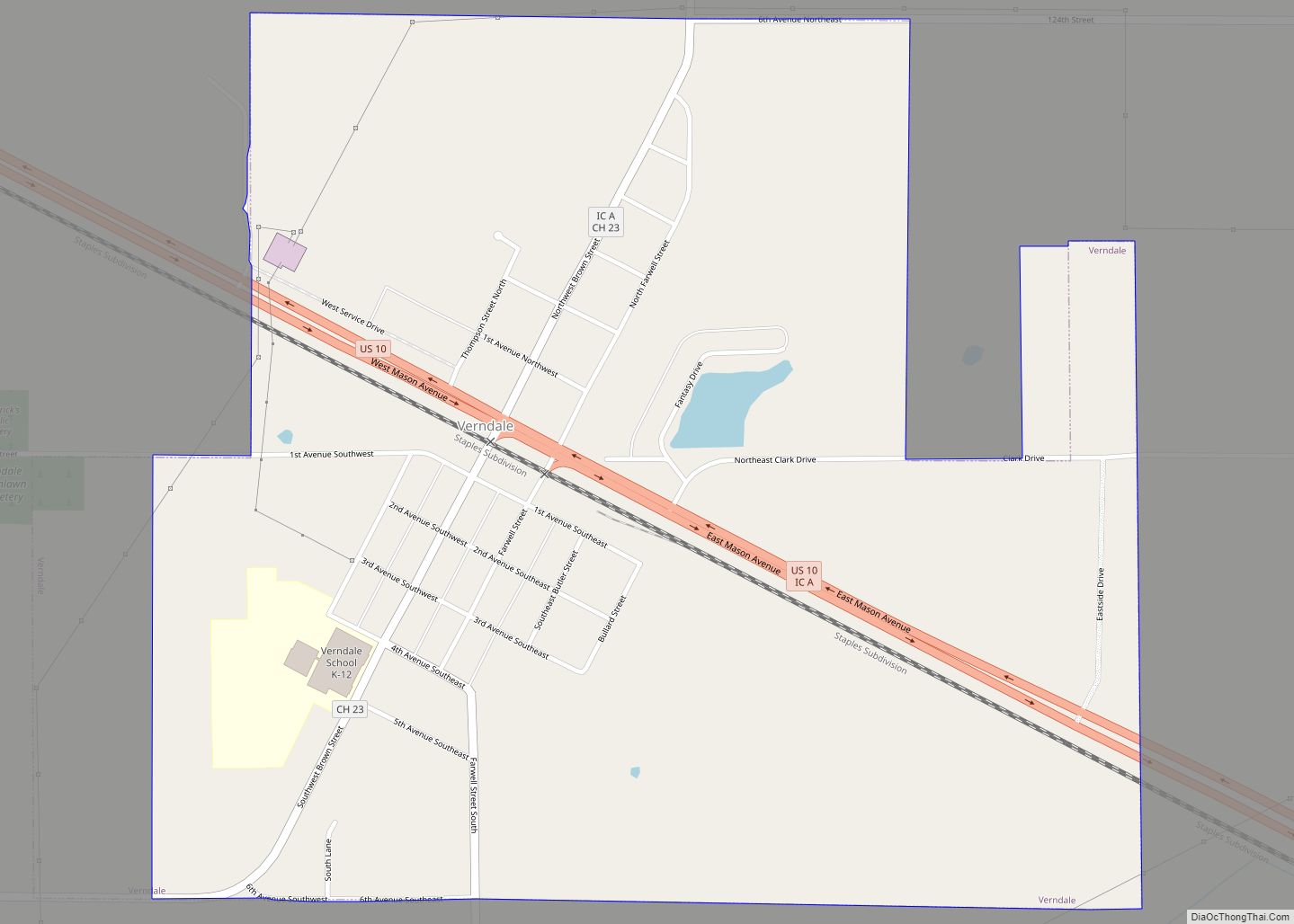 Map of Verndale city