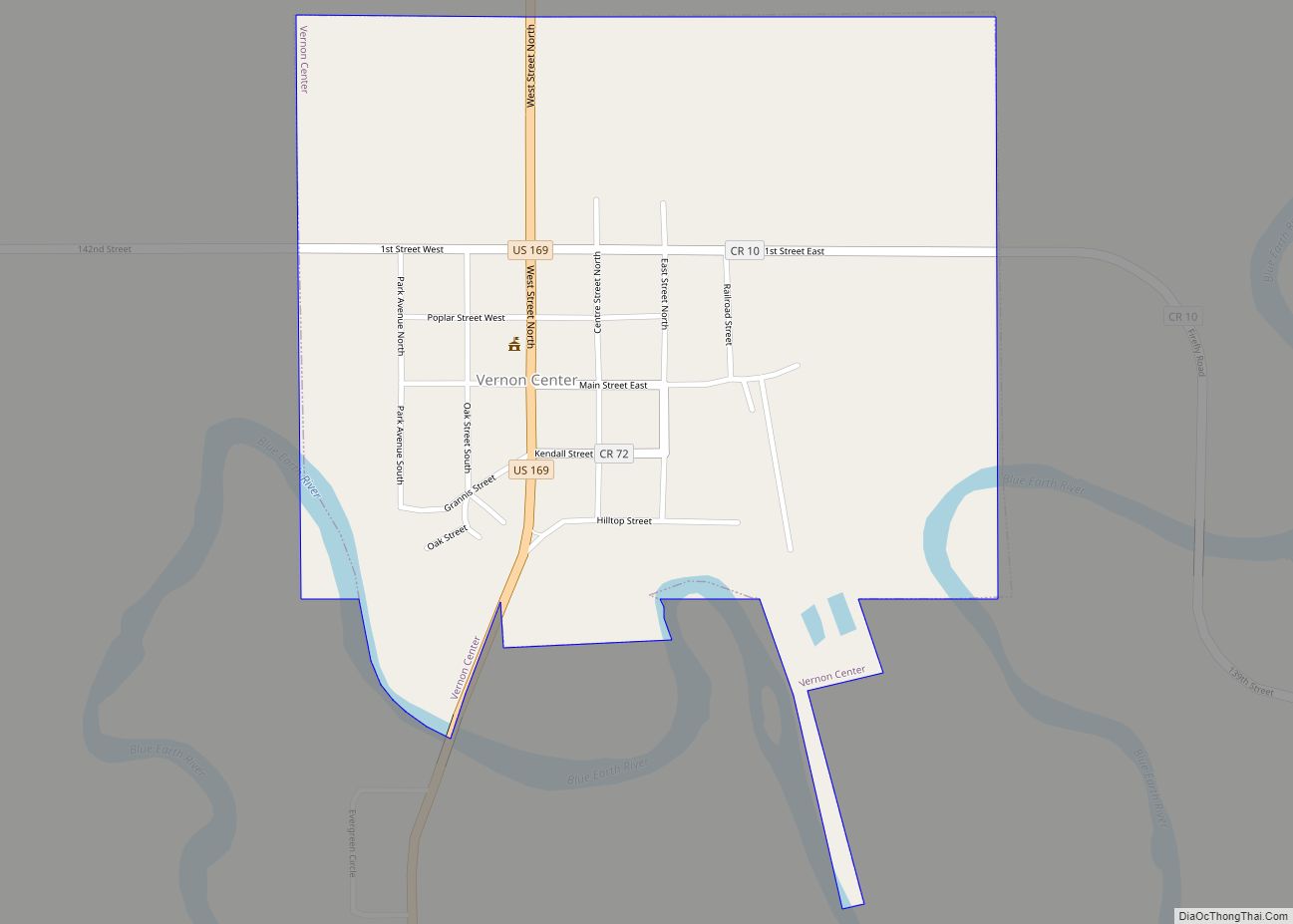 Map of Vernon Center city, Minnesota