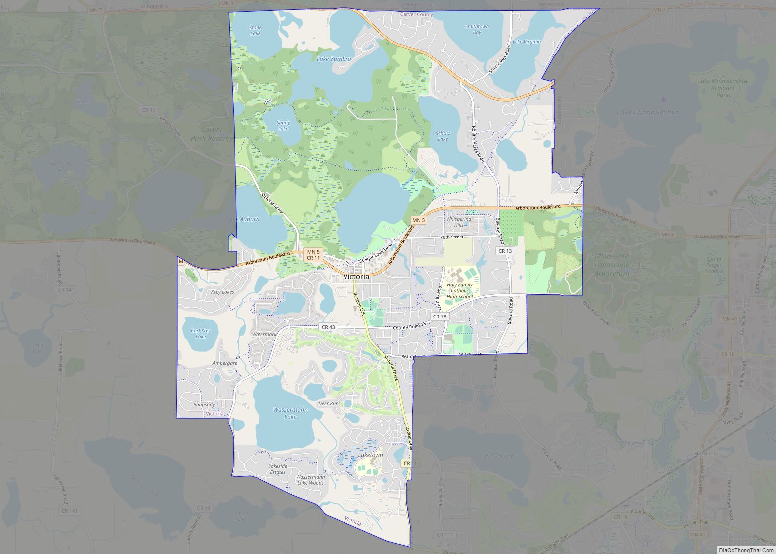Map of Victoria city, Minnesota