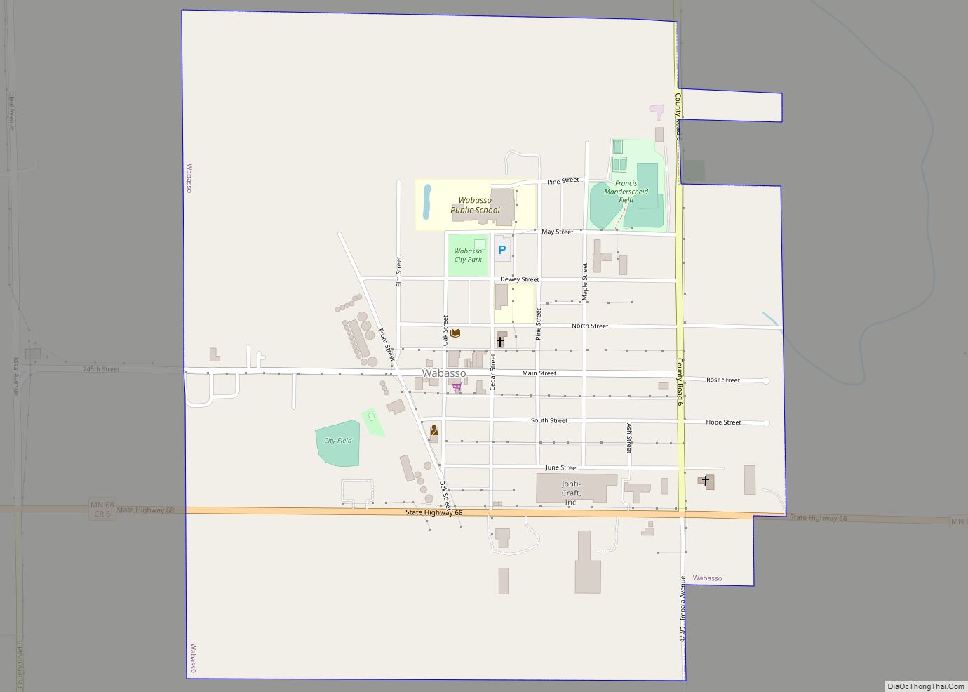 Map of Wabasso city, Minnesota