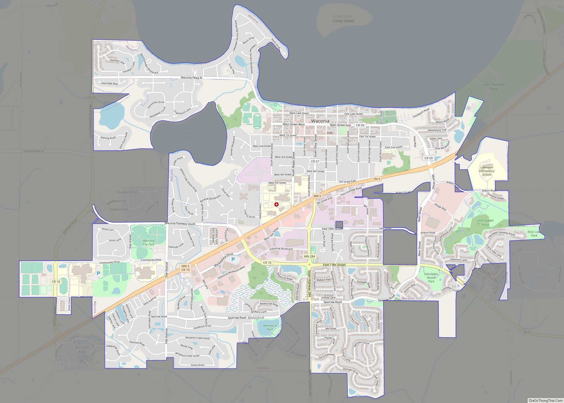 Map of Waconia city