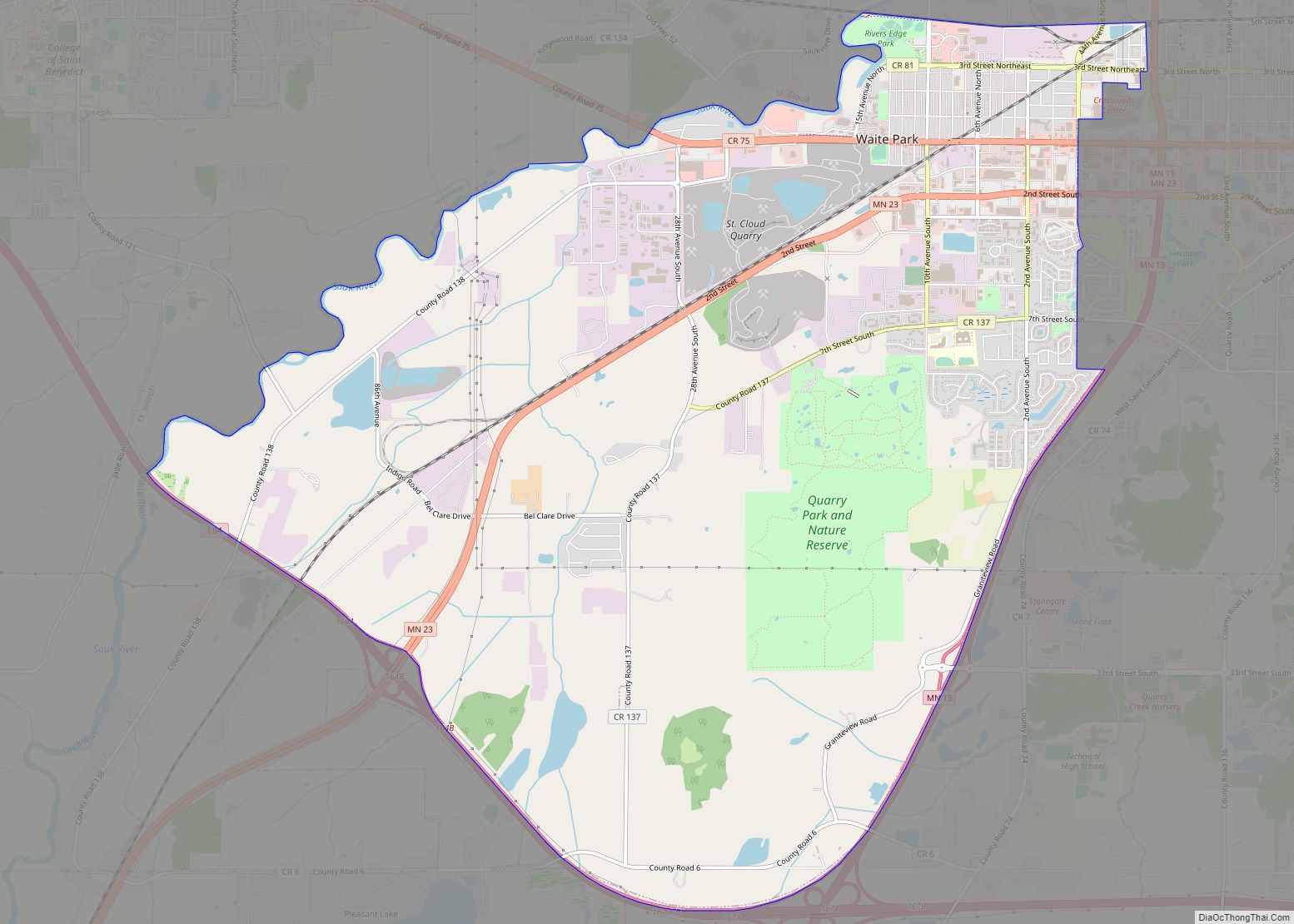 Map of Waite Park city