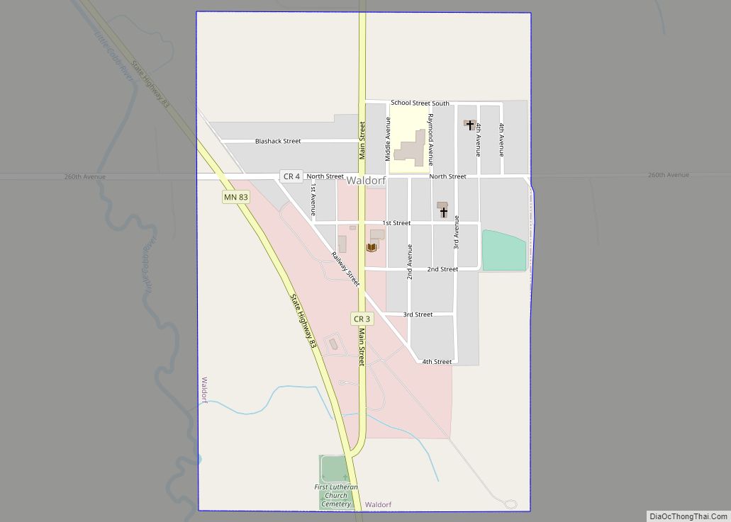 Map of Waldorf city, Minnesota