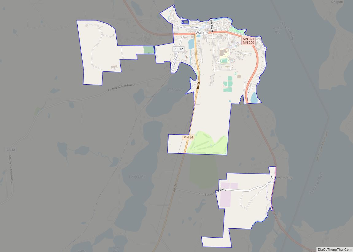 Map of Walker city, Minnesota