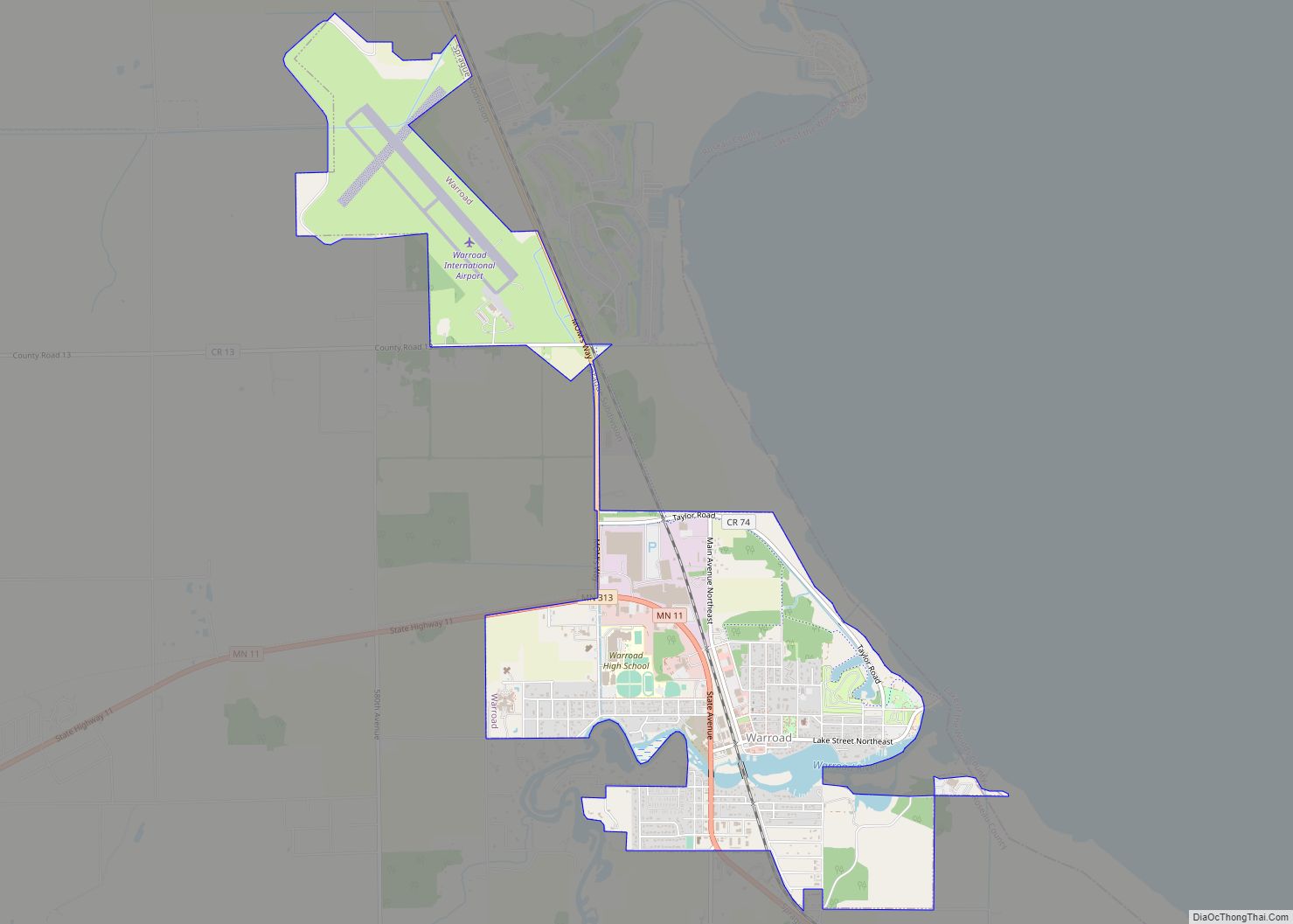 Map of Warroad city