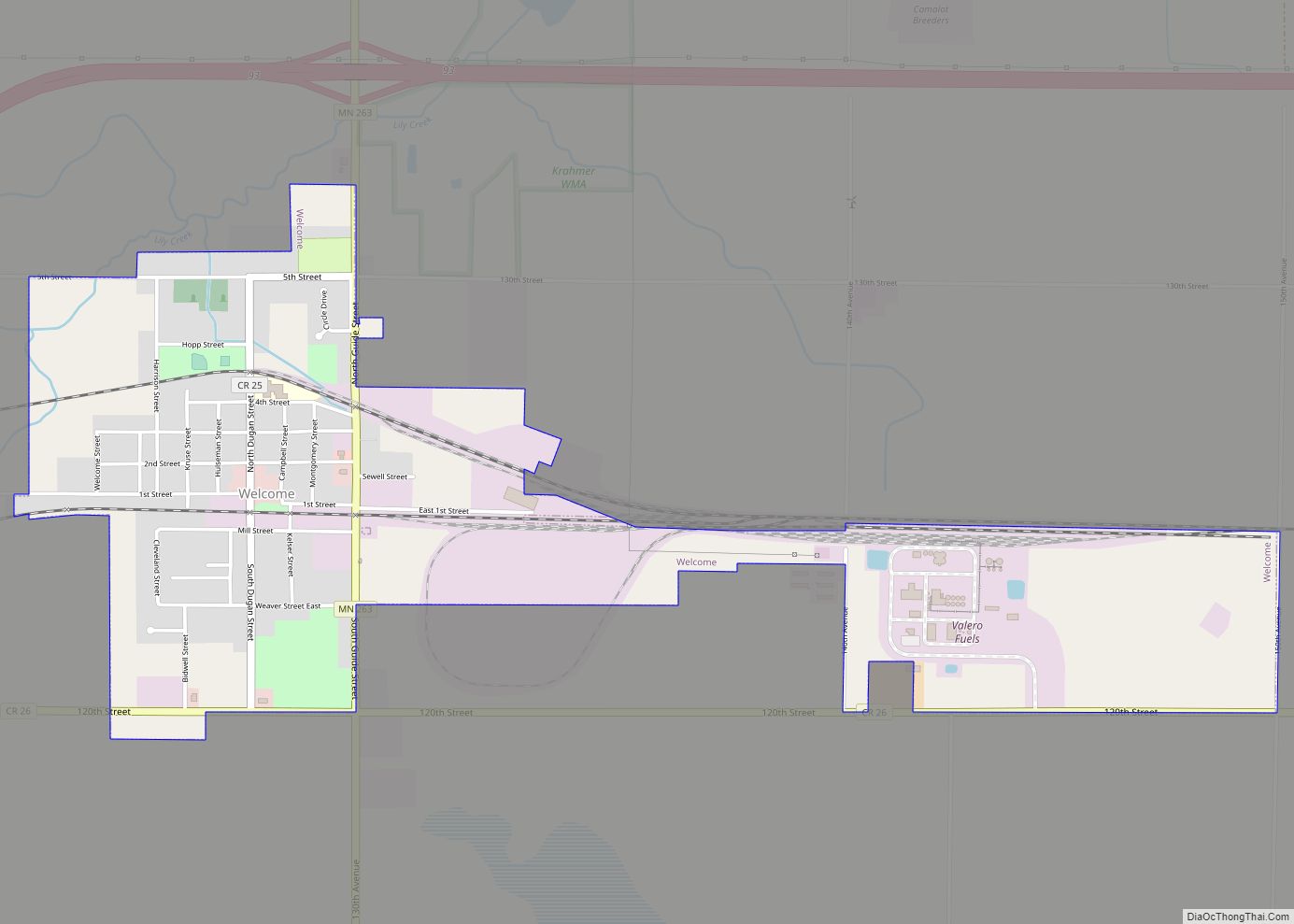 Map of Welcome city, Minnesota