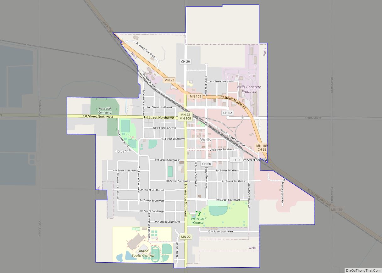 Map of Wells city