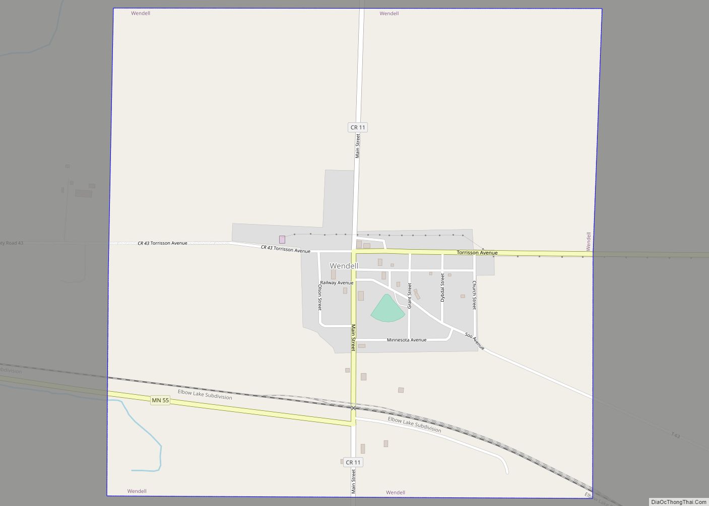 Map of Wendell city, Minnesota