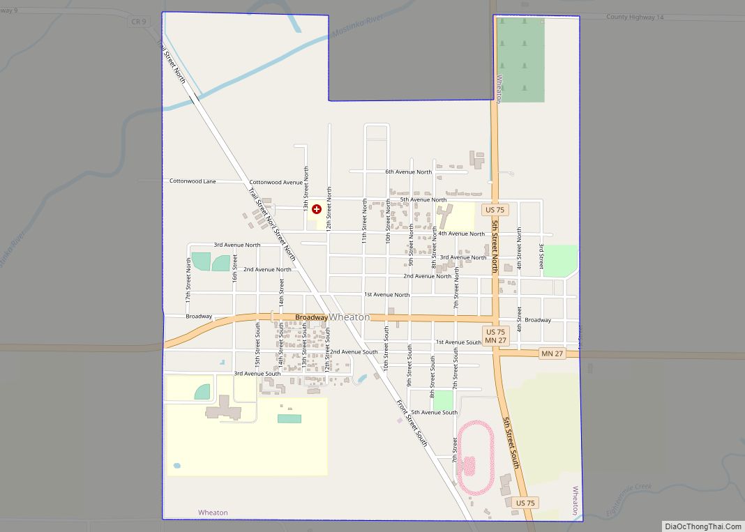 Map of Wheaton city, Minnesota