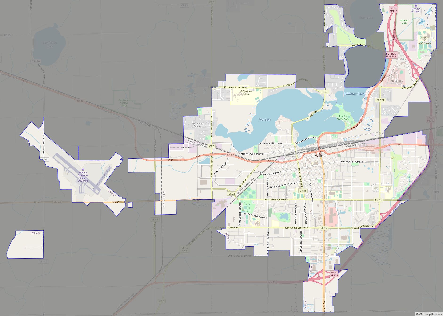 Map of Willmar city