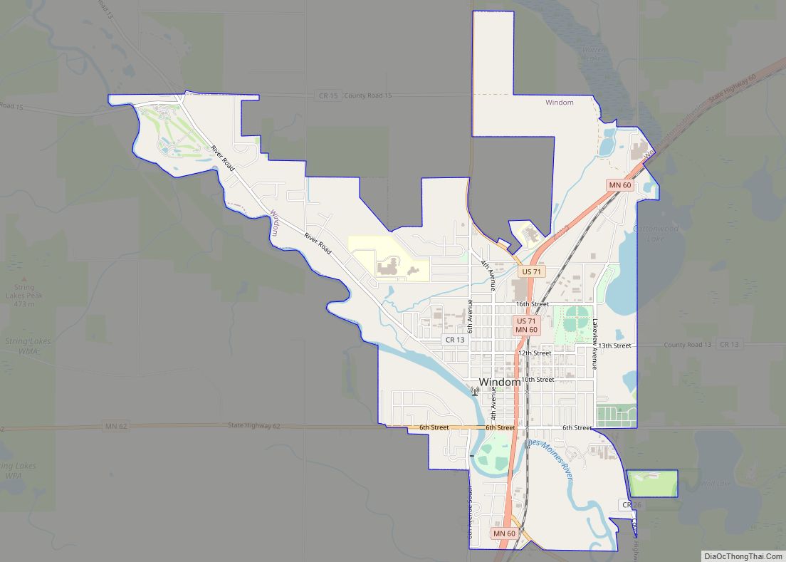 Map of Windom city, Minnesota