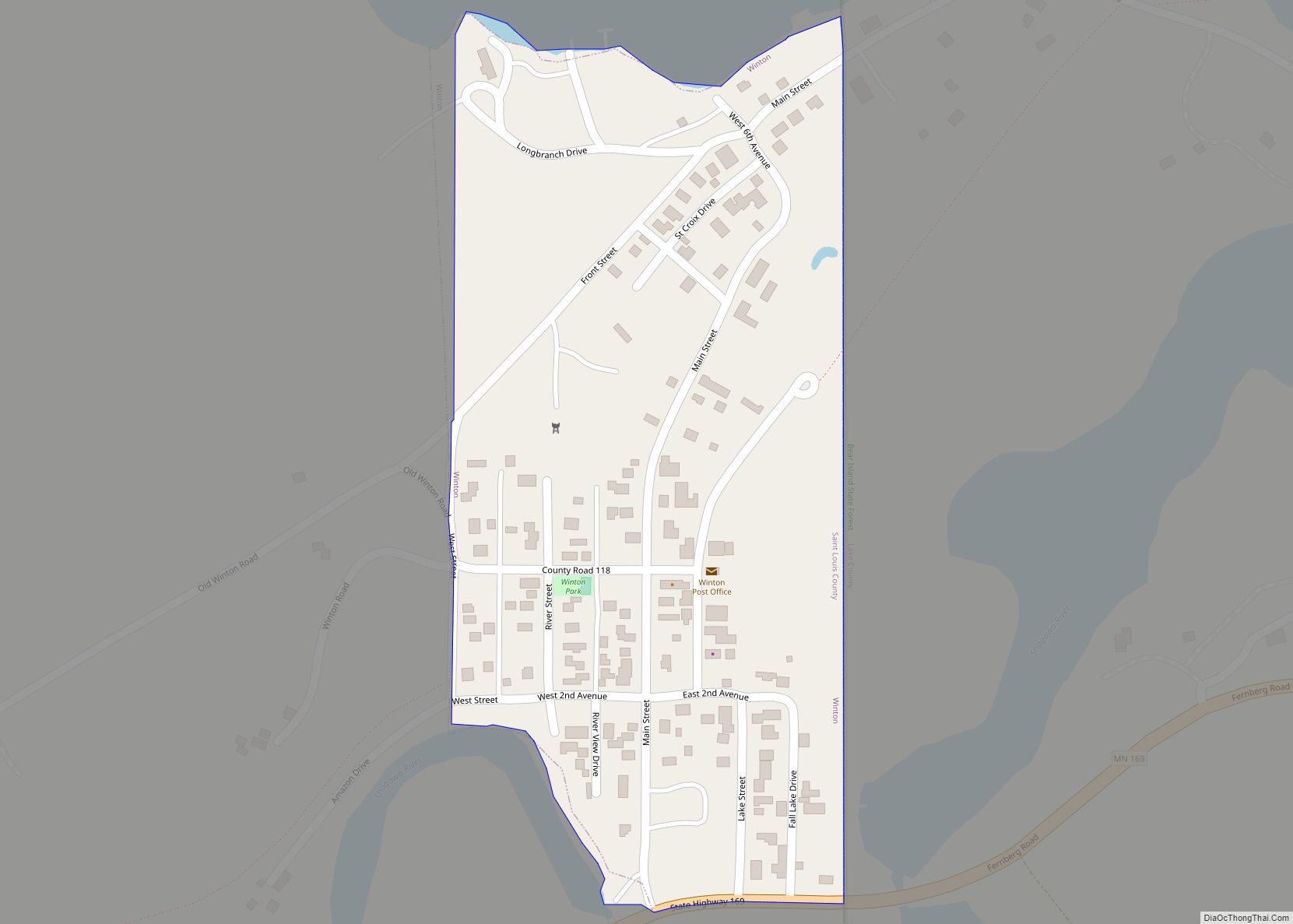 Map of Winton city, Minnesota