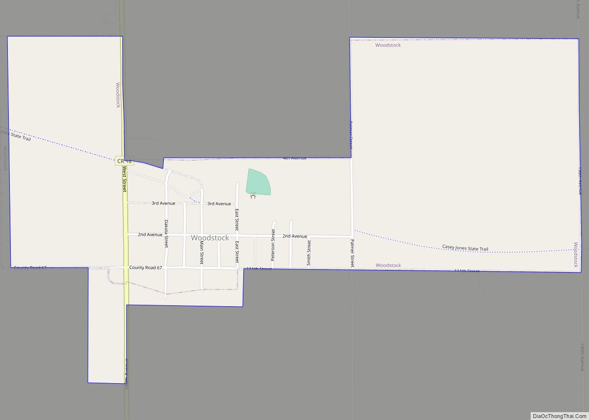 Map of Woodstock city, Minnesota