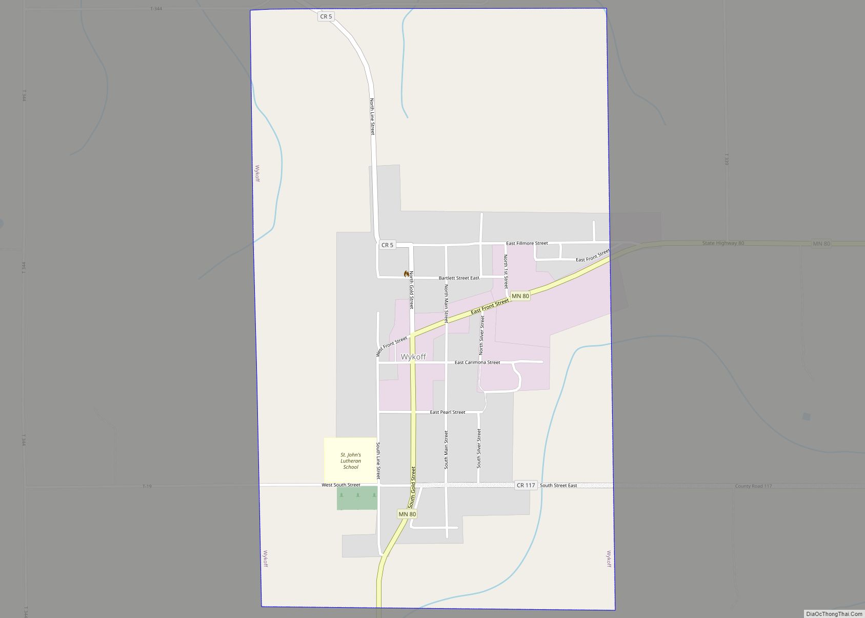 Map of Wykoff city