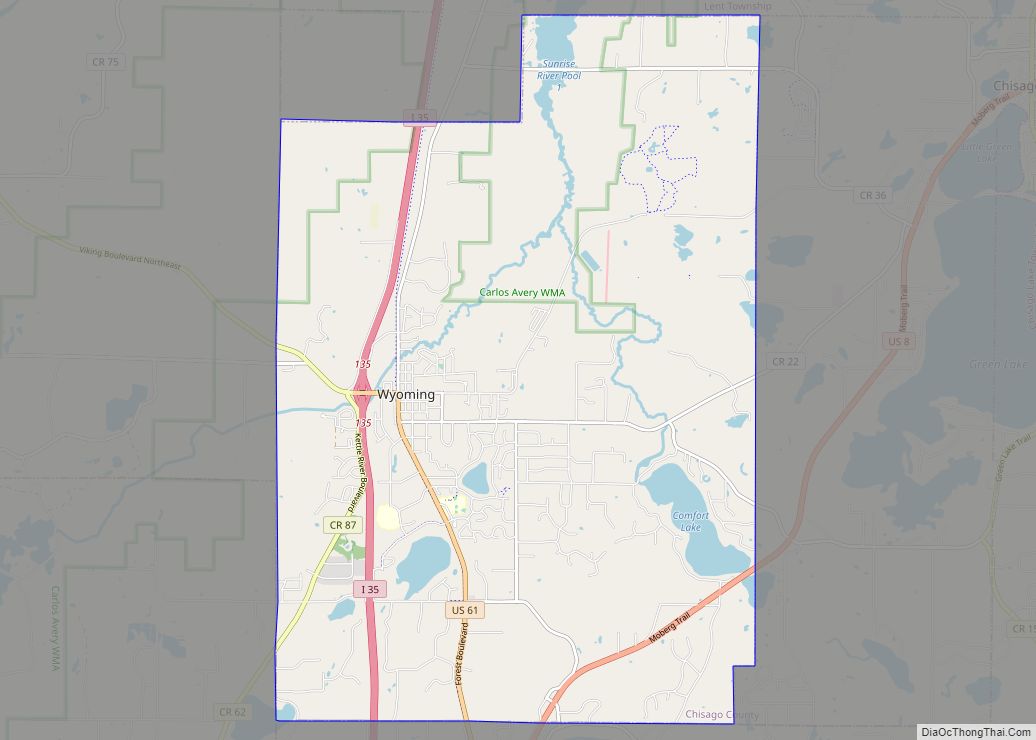 Map of Wyoming city, Minnesota