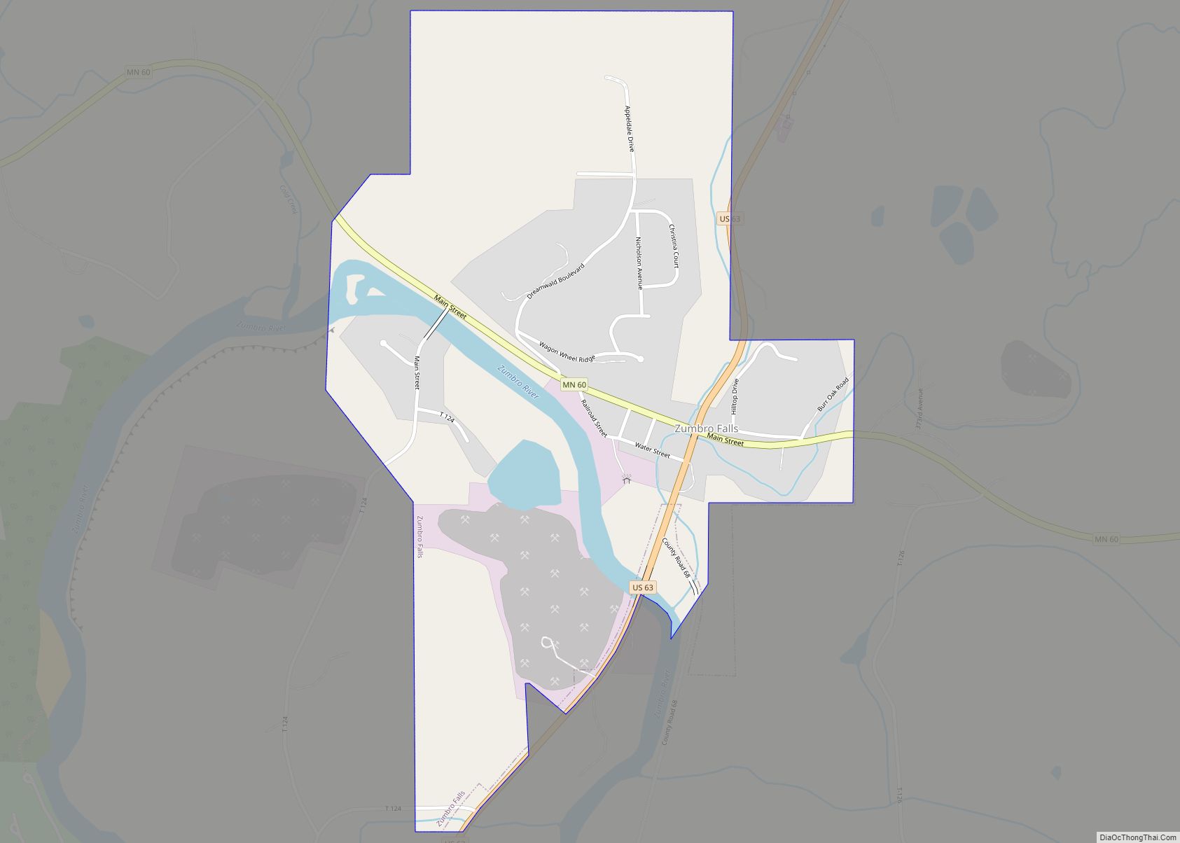 Map of Zumbro Falls city