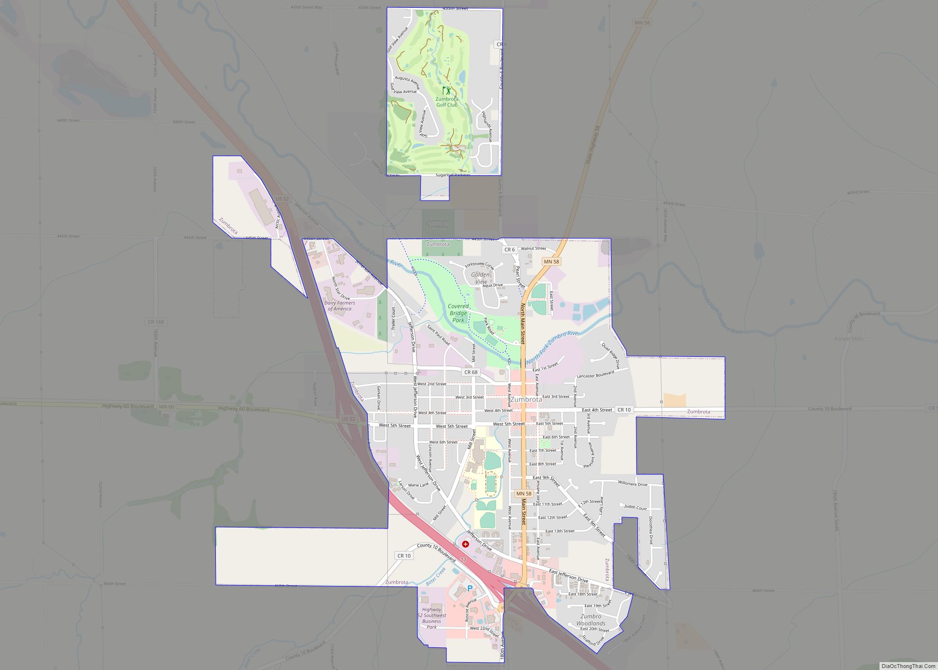 Map of Zumbrota city
